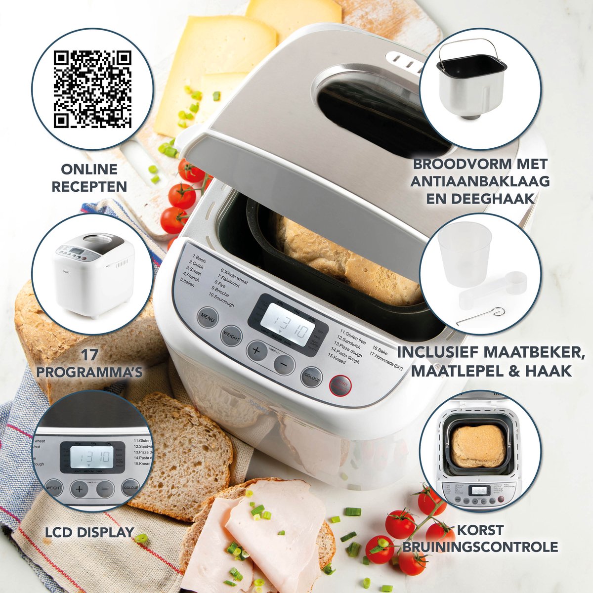 DOMO Broodmachine 1000g - wit