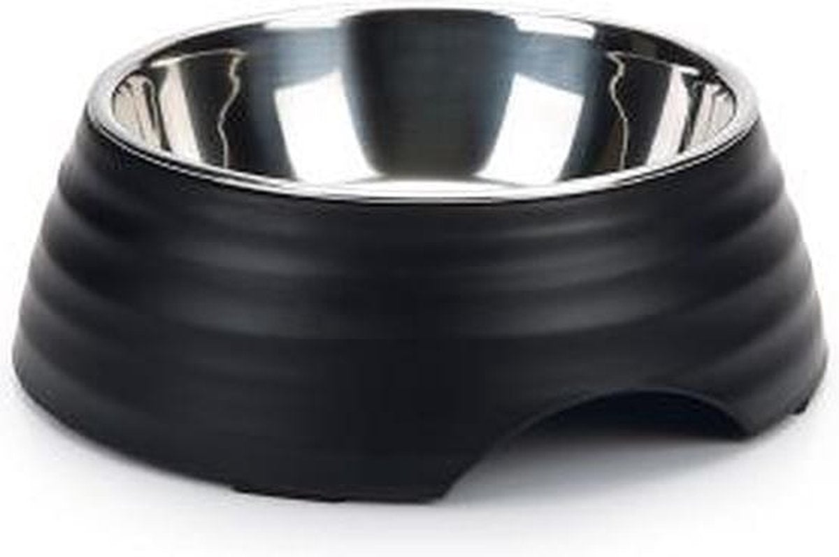 BEEZTEES Hondenvoerbak Rimpu zwart - 17,5cm RVS/Melamine