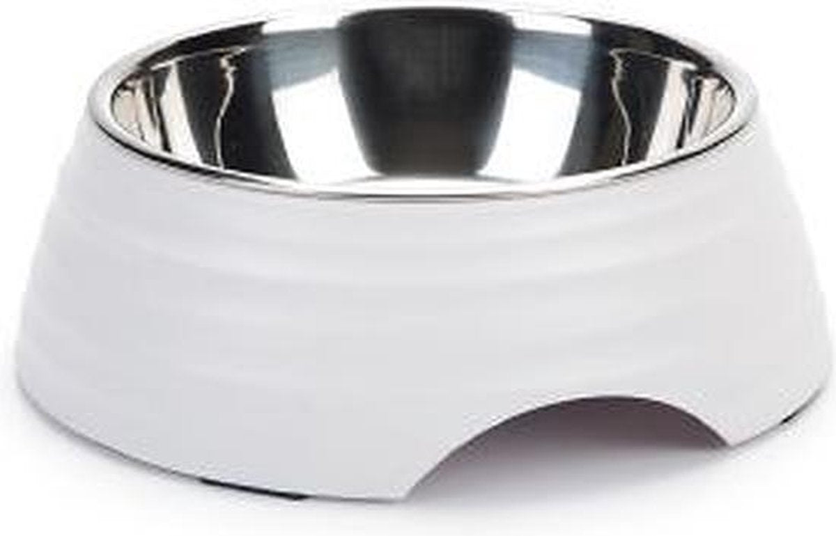 BEEZTEES Hondenvoerbak Rimpu wit - 17,5cm RVS/Melamine