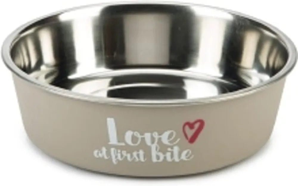 BEEZTEES Hondenvoerbak Love at first bite - 14cm Grijs - RVS