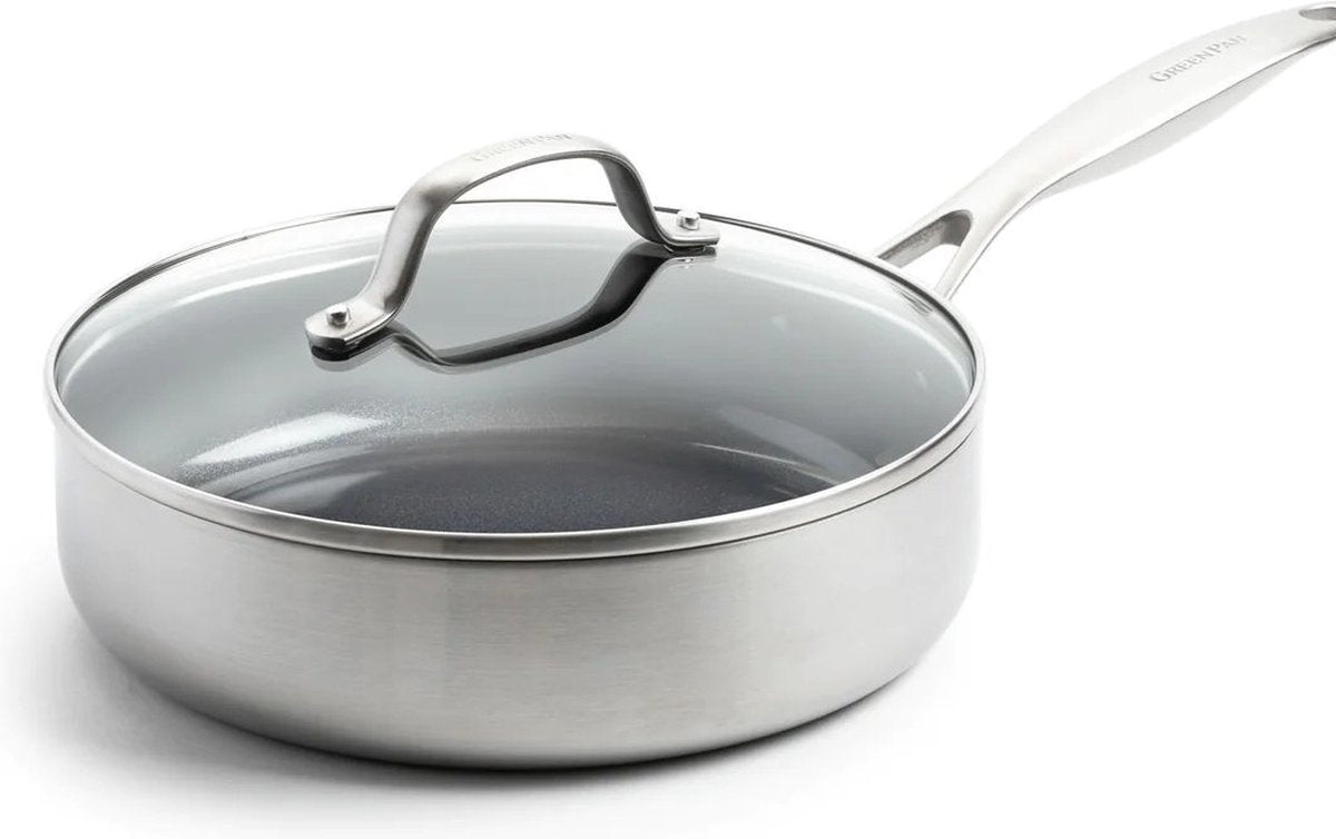 GREENPAN Geneva koekenpan met keramische antikleeflaag 24cm met deksel