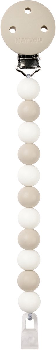 NATTOU Fopspeenhouder silicone - klei/ wit