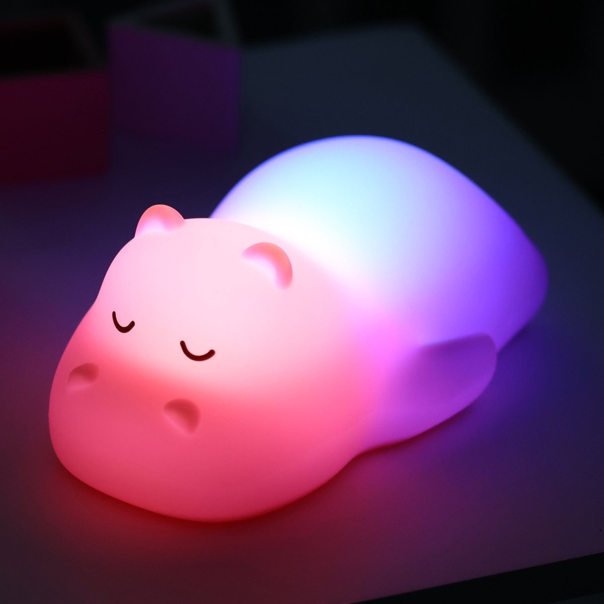 NATTOU Nachtlamp nijlpaard - zalm roze