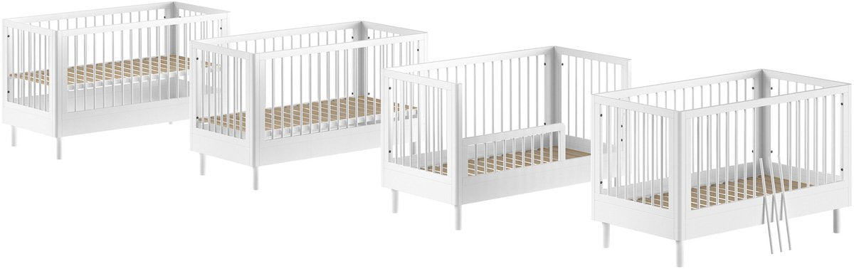 JAXX Forrest babybed - 70x140cm - beuk wit + ombouw toddler