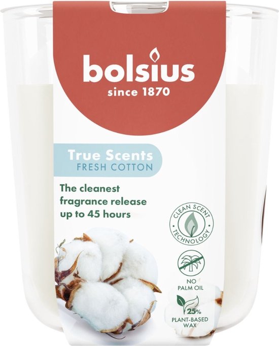 BOLSIUS Geurkaars in glas 97/85 - fresh cotton