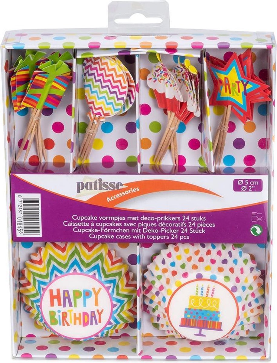 PATISSE Cakevormpjes met decoprikkers - 24st.