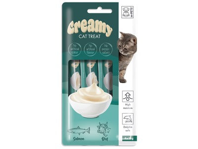 M-PETS Creamy Cat treat zalm & rund 60g