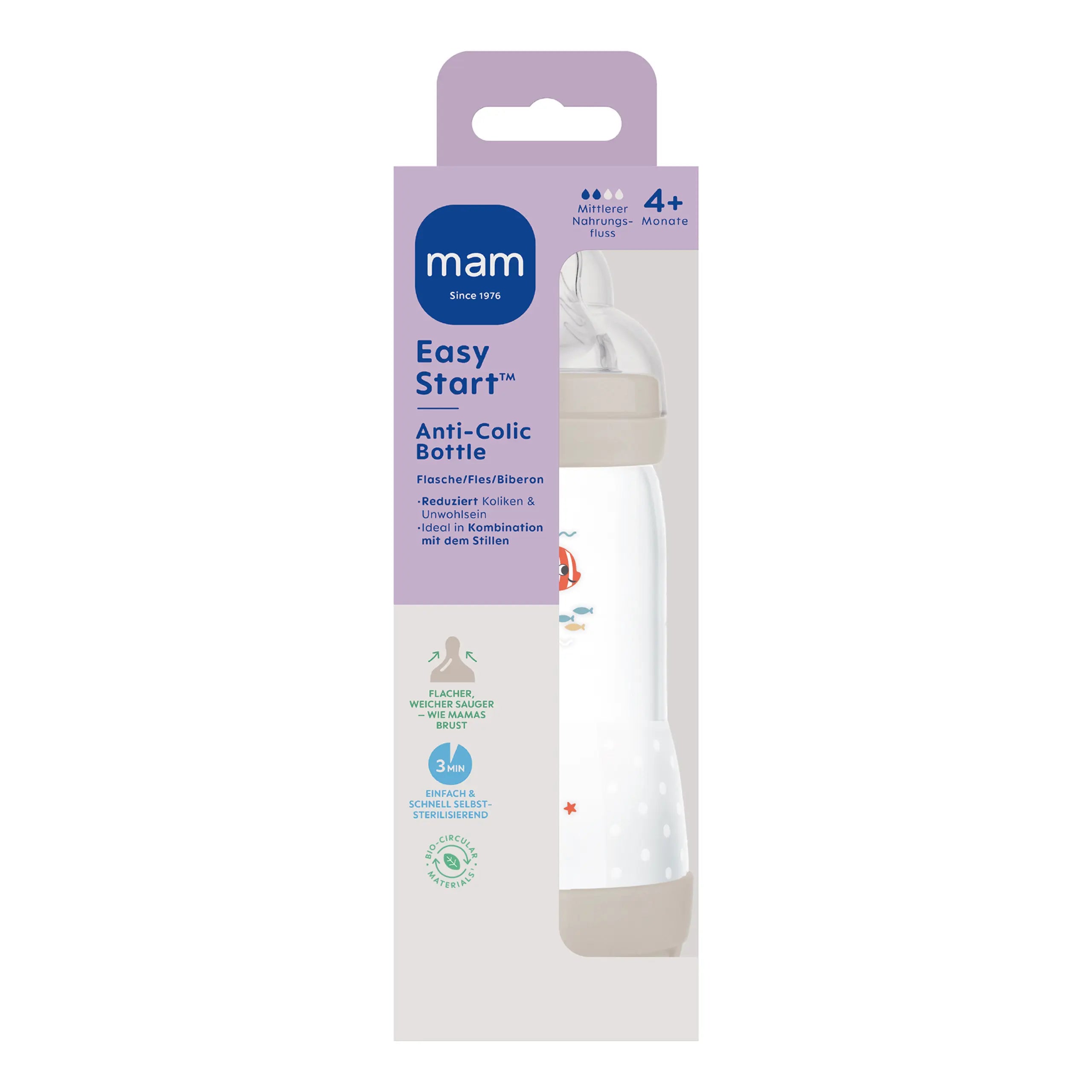 MAM Easy start fles anti-colic 320ml - vis beige