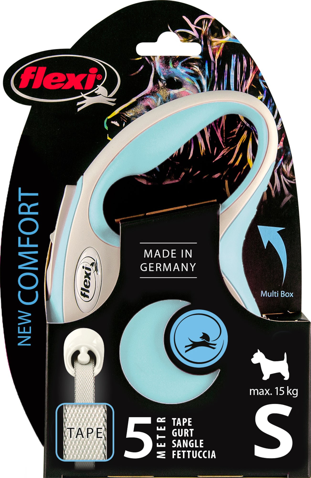 FLEXI New comfort - Hondenriem S - 5m - Lichtblauw
