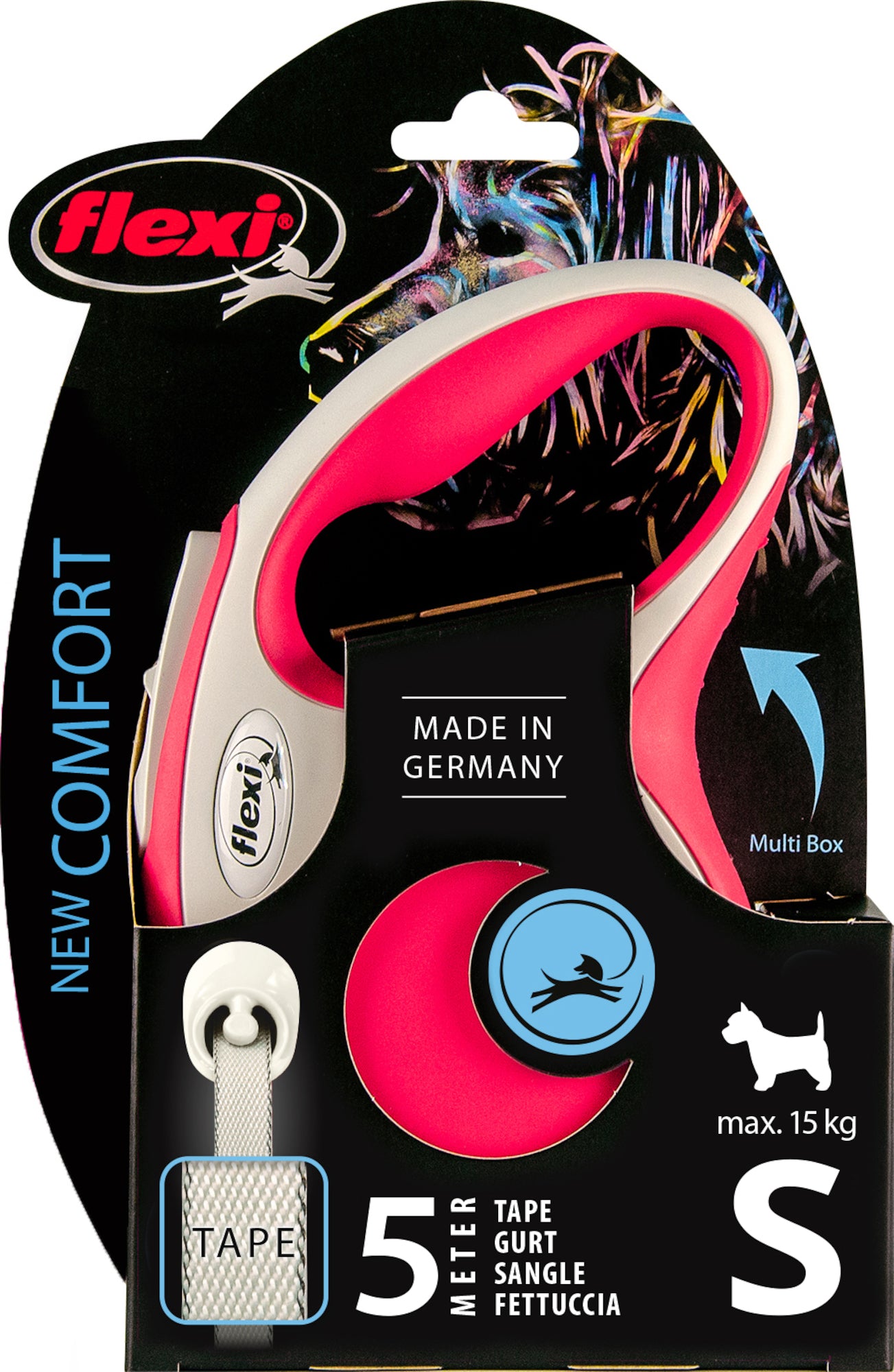 FLEXI New comfort - Hondenriem S - 5m - Rood