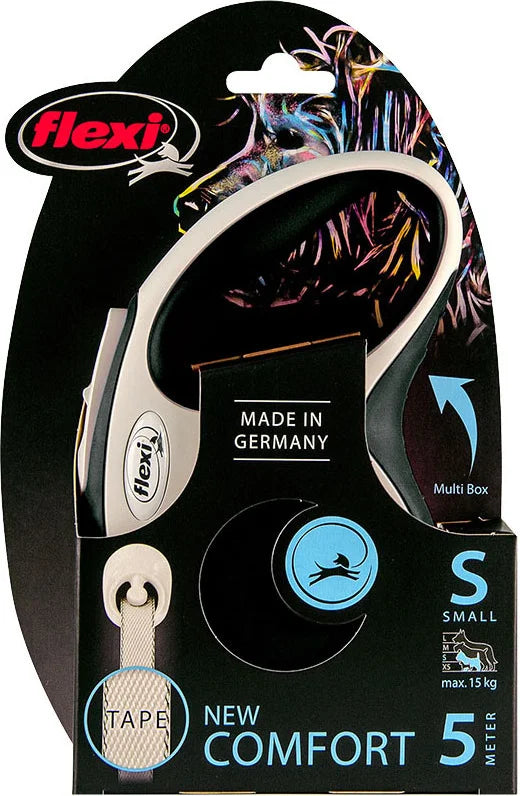 FLEXI New comfort - Hondenriem S - 5m - Zwart