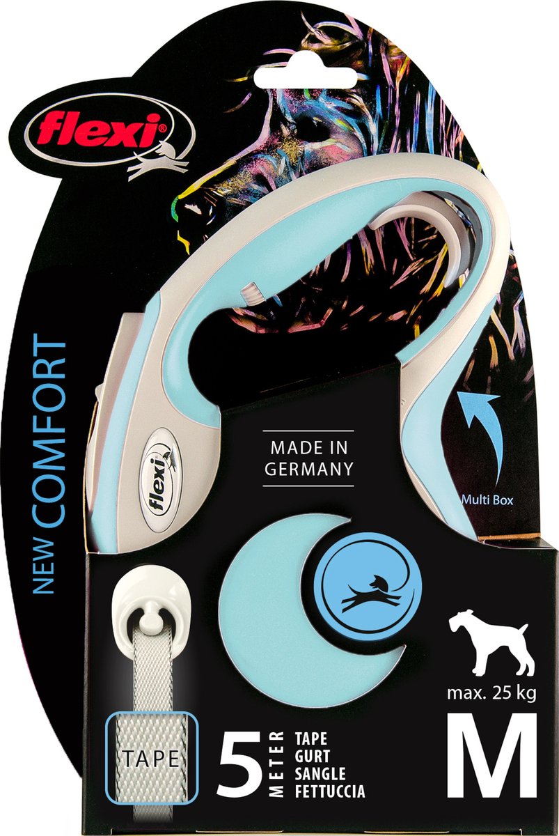 FLEXI New comfort - Hondenriem M - 5m - Lichtblauw