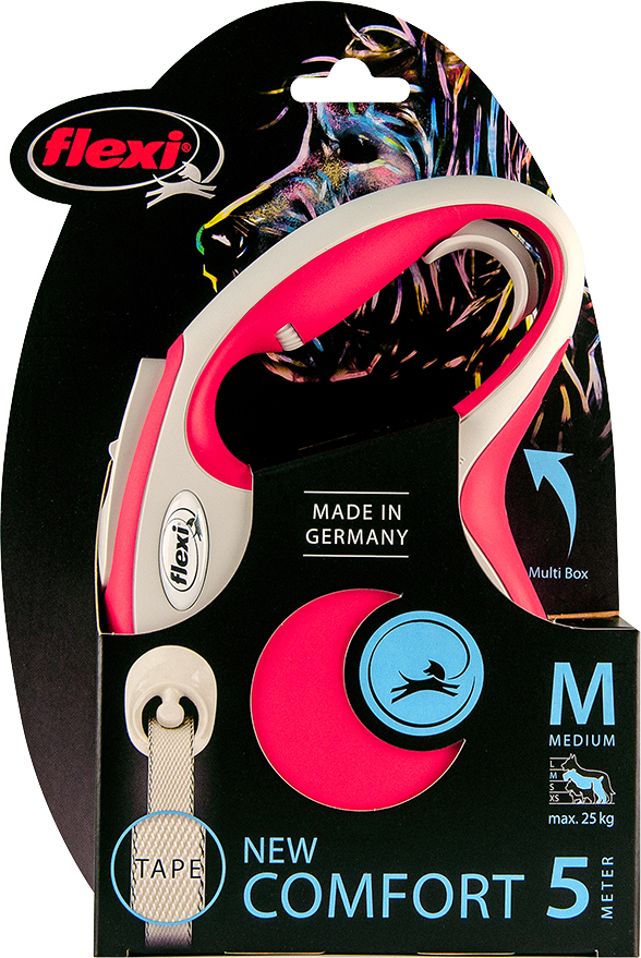 FLEXI New comfort - Hondenriem M - 5m - Rood