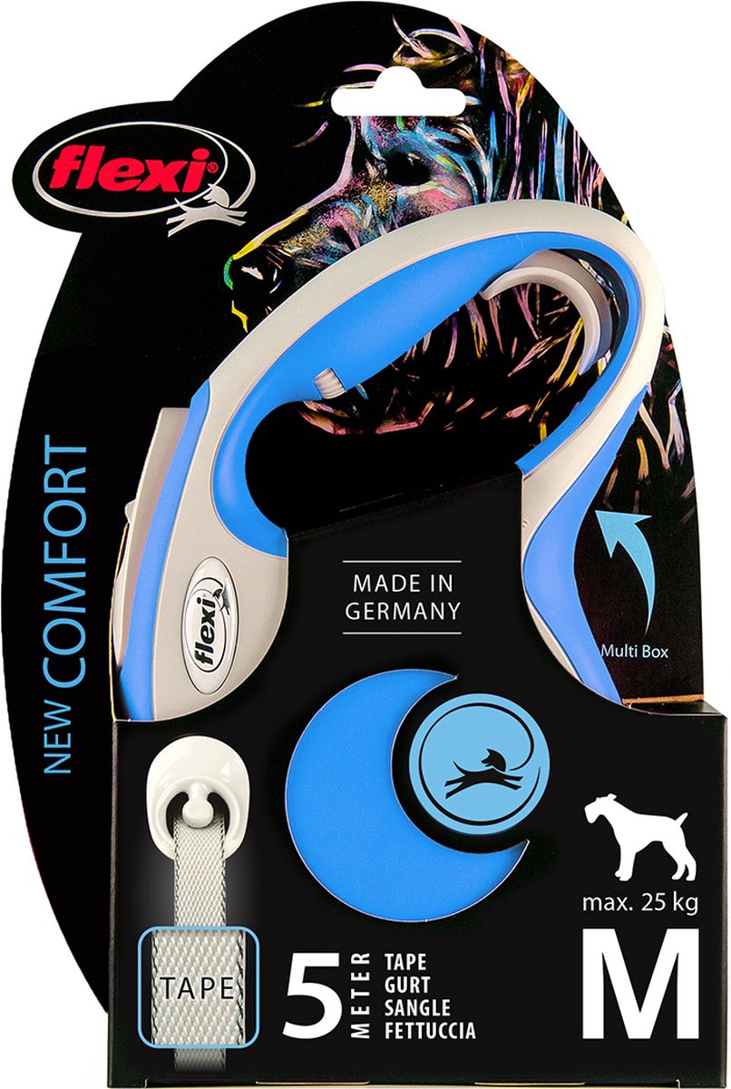 FLEXI New comfort - Hondenriem M - 5m - Blauw