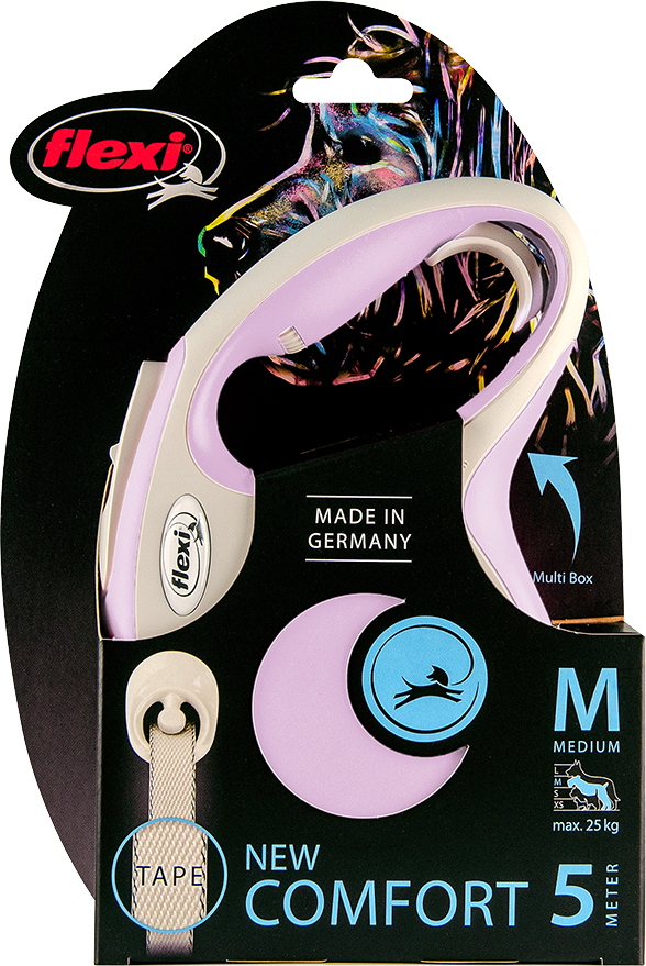 FLEXI New comfort - Hondenriem M - 5m - Roze