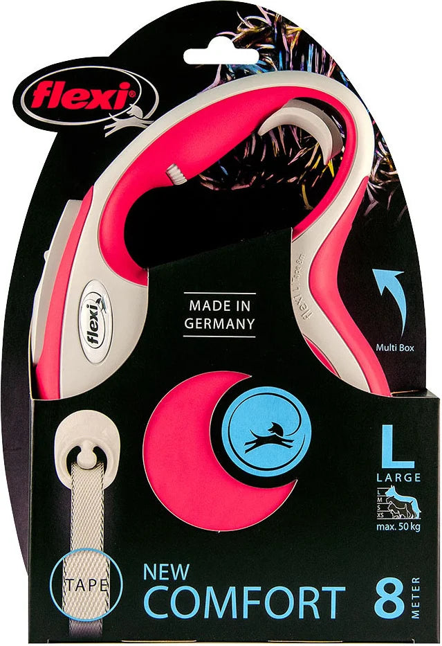 FLEXI New comfort - Hondenriem L - 8m - Rood