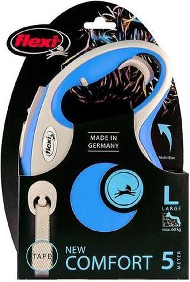FLEXI New comfort - Hondenriem L - 8m - Blauw