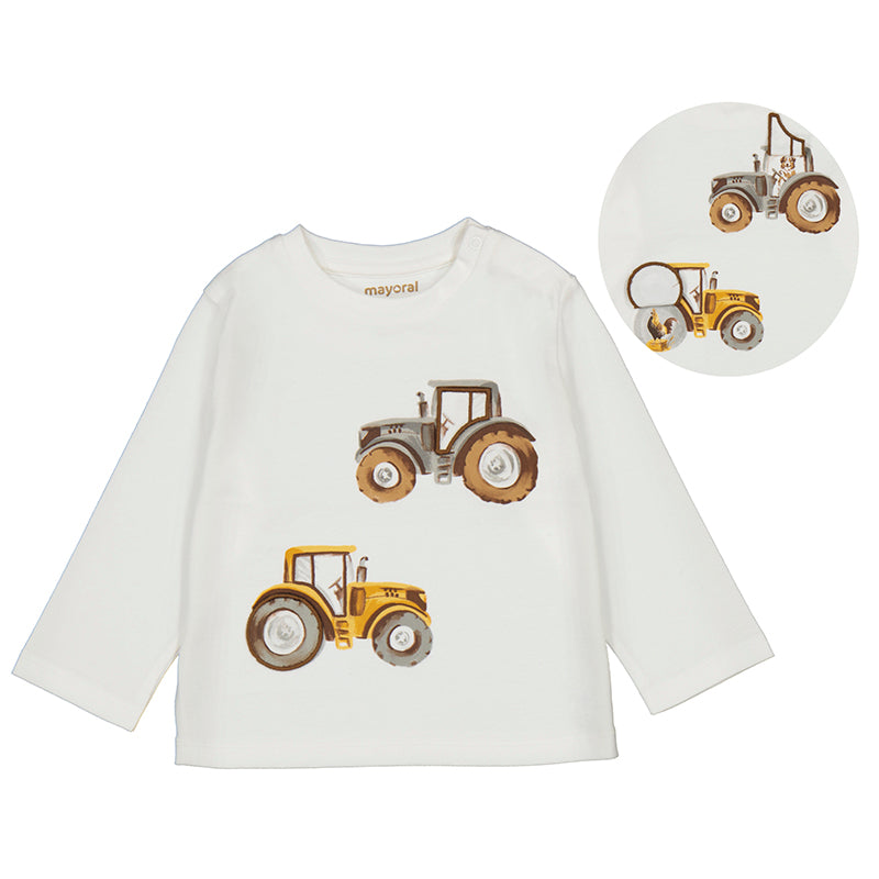 MAYORAL B L/s "Play" tractor shirt - cream - 3