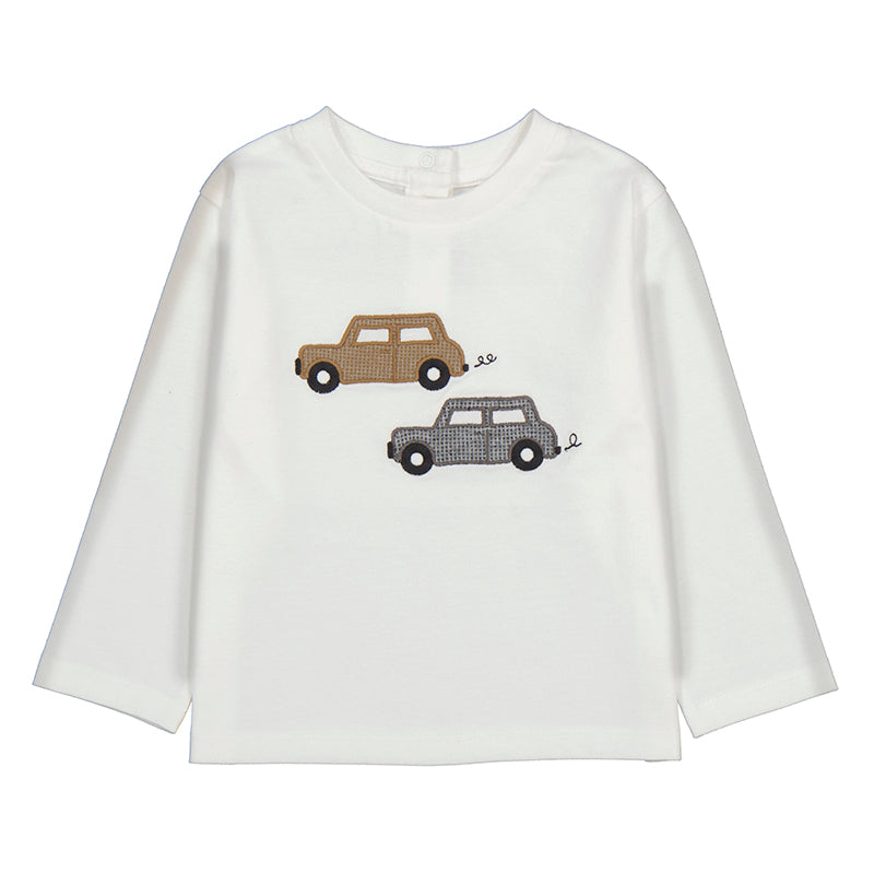 MAYORAL B L/s t-shirt knit applique - cream/ fog - 2