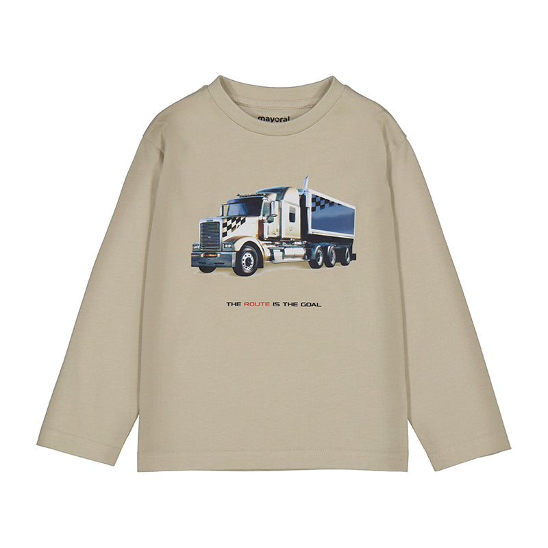 MAYORAL B L/s "truck" shirt - bark - 6