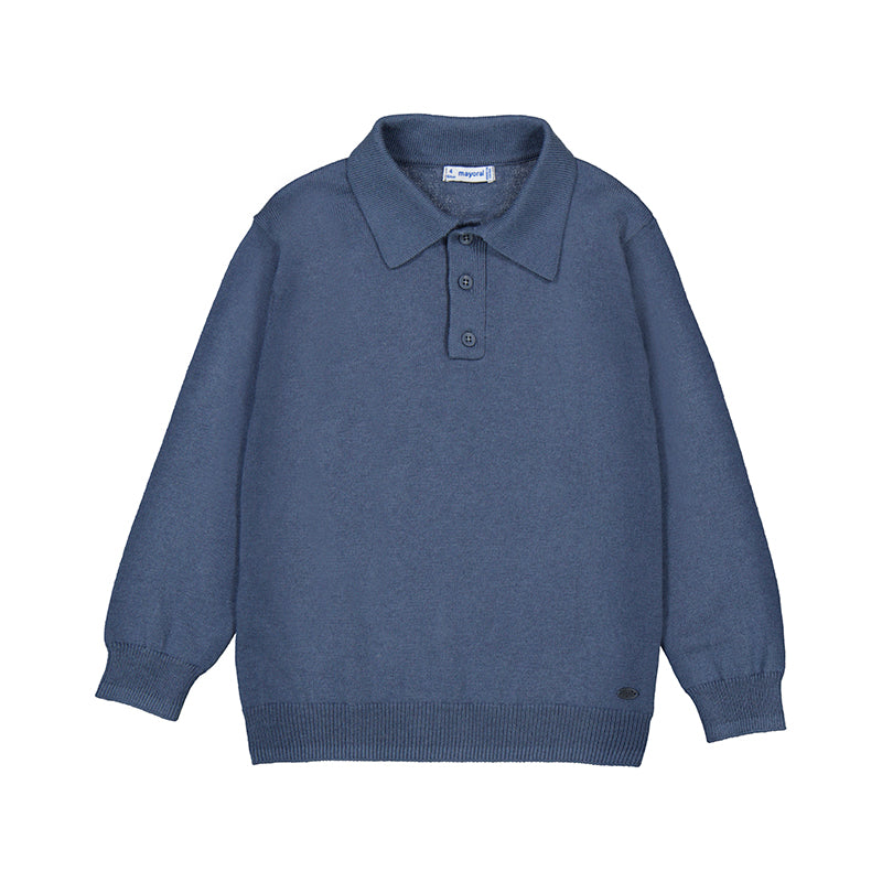 MAYORAL B L/s knit polo - steel - 9