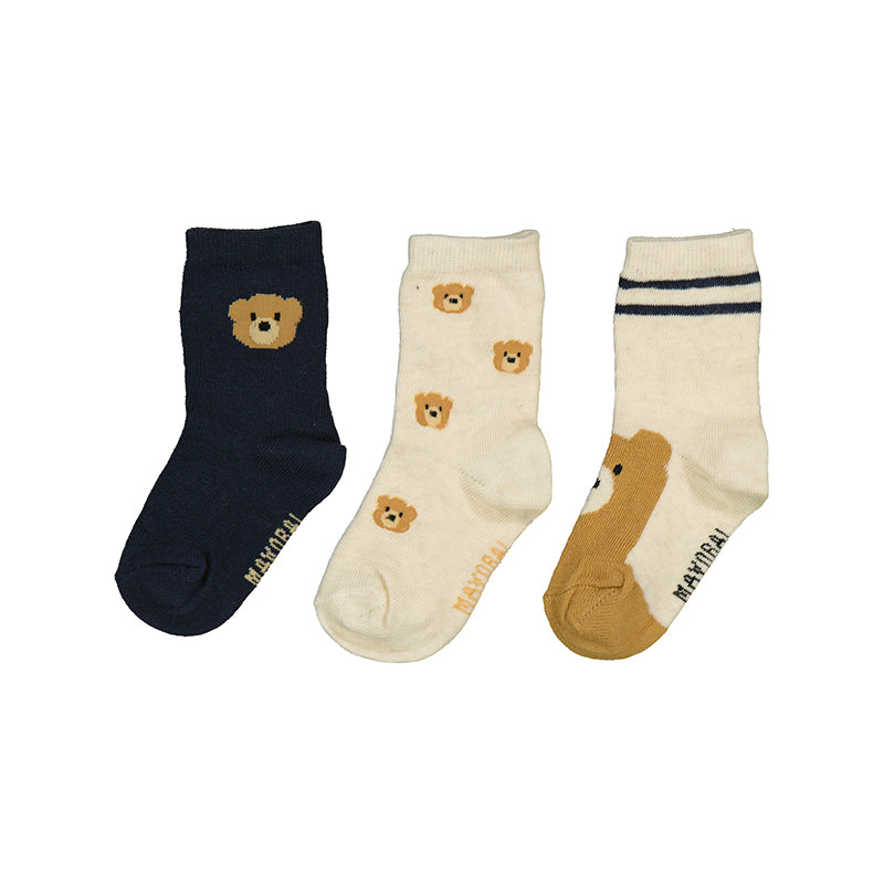 MAYORAL B 3 socks set  - blue ass.-               12M