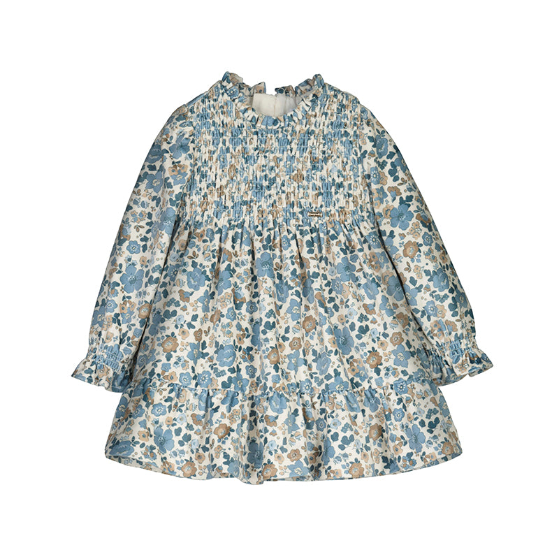 MAYORAL G Printed velvet dress - blue bell -  18M