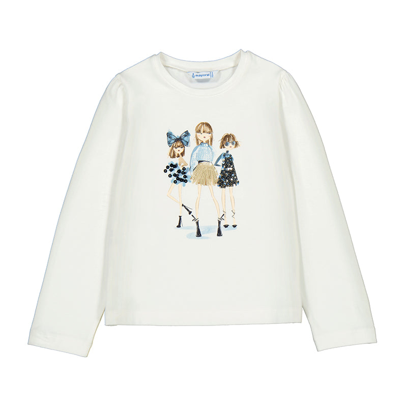 MAYORAL G L/s shirt dress - cream/ navy - 4