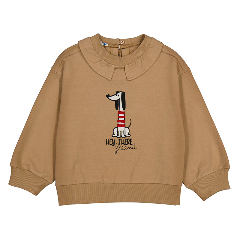 MAYORAL G Ruffled collar pullover - camel - 10