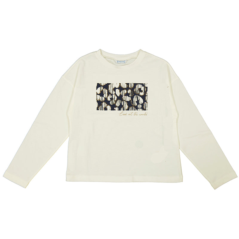MAYORAL G L/s graphic t-shirt - cream - 14