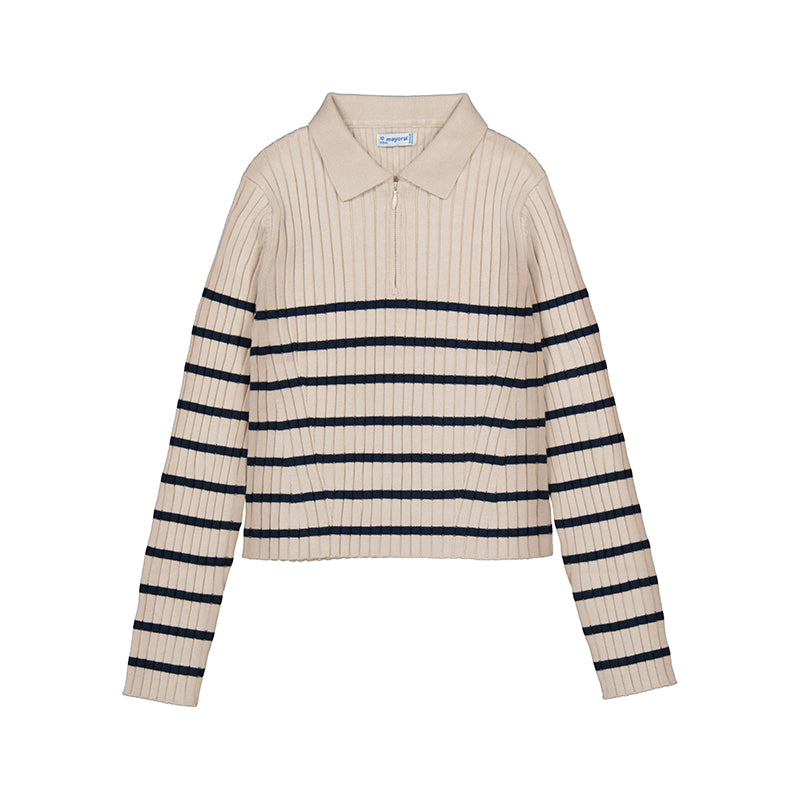 MAYORAL G L/s knit polo - tapioca - 12