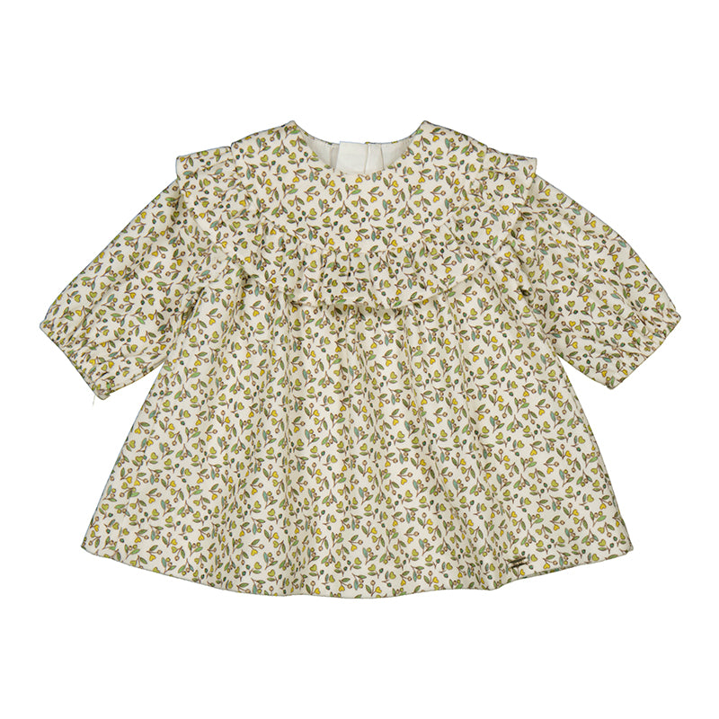MAYORAL G Printed velvet dress - olive -  12M