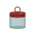WD Pot 1L in borosilicaat glas met gekleurde ronde greep - rood/ blauw