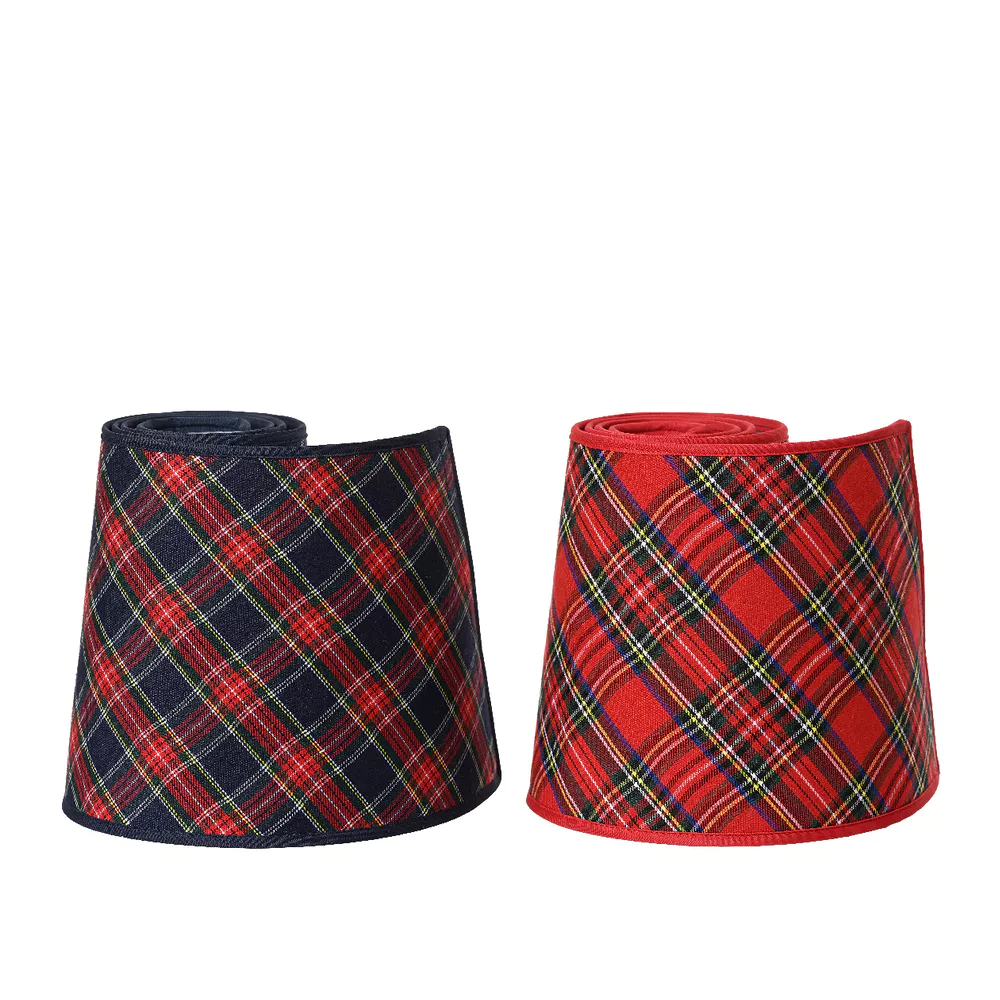 Kerstboom kleed polyester geruit 50x20cm - rood - ass. (prijs per stuk)
