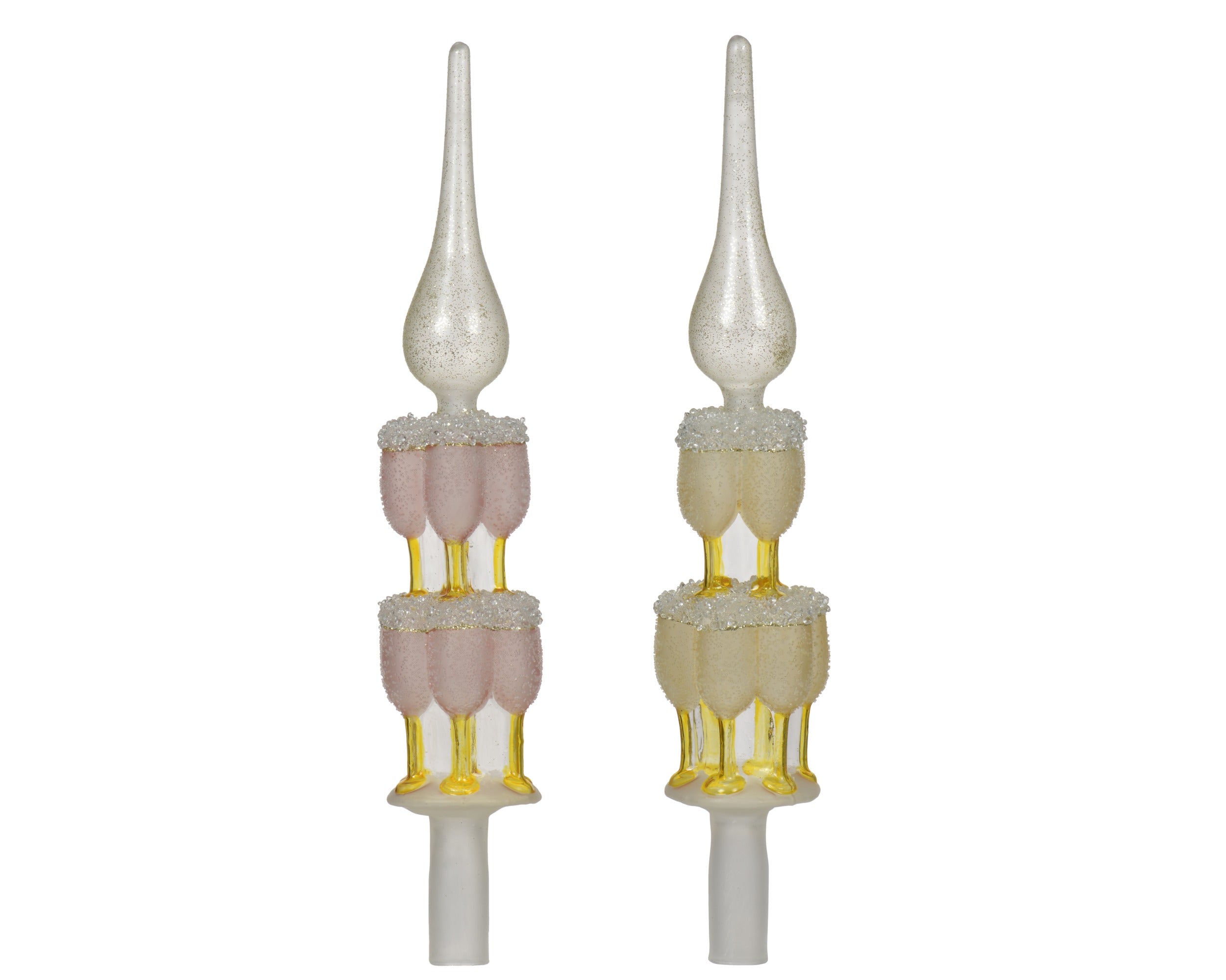 Kerst piek glas 31cm - champagne/roze - ass. (prijs per stuk)