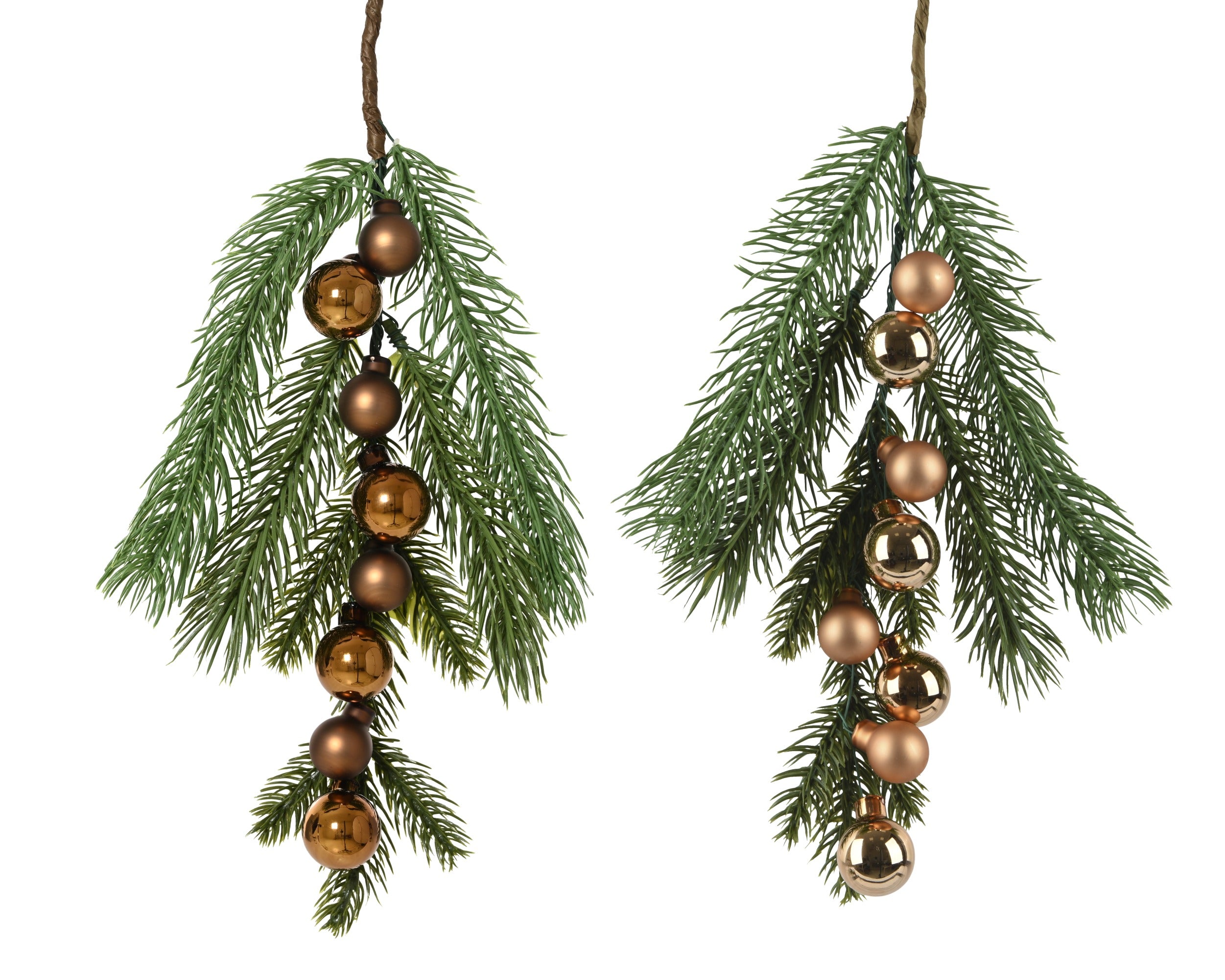 Kersthanger tak 4.5cm - bruin/groen - ass. (prijs per stuk)