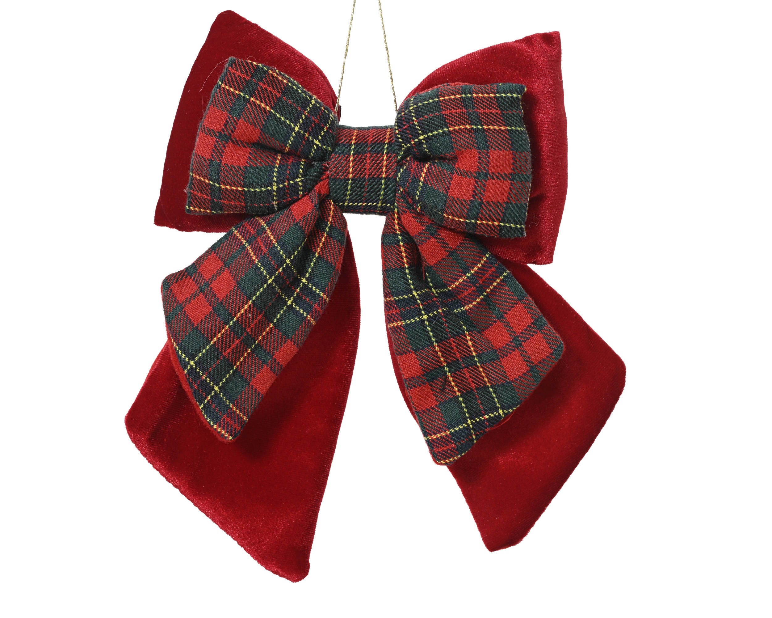 Kersthanger strik fluweel 18x23cm - kerstrood