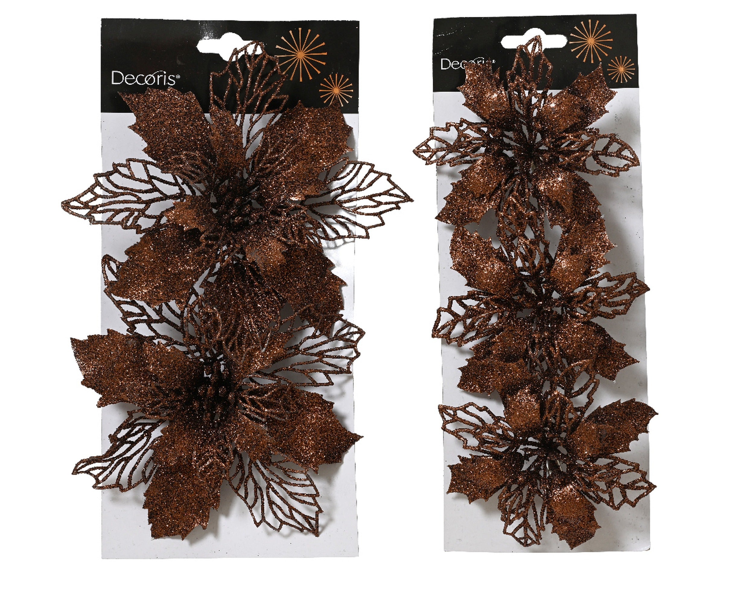 Kerstster op clip - espresso - ass. (prijs per set)