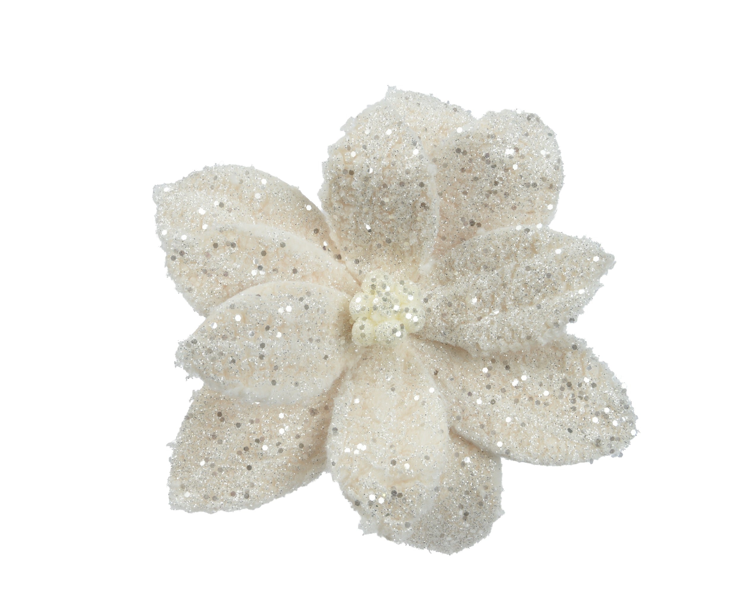 Kerst kerstster kunstbont op clip 28cm - creme