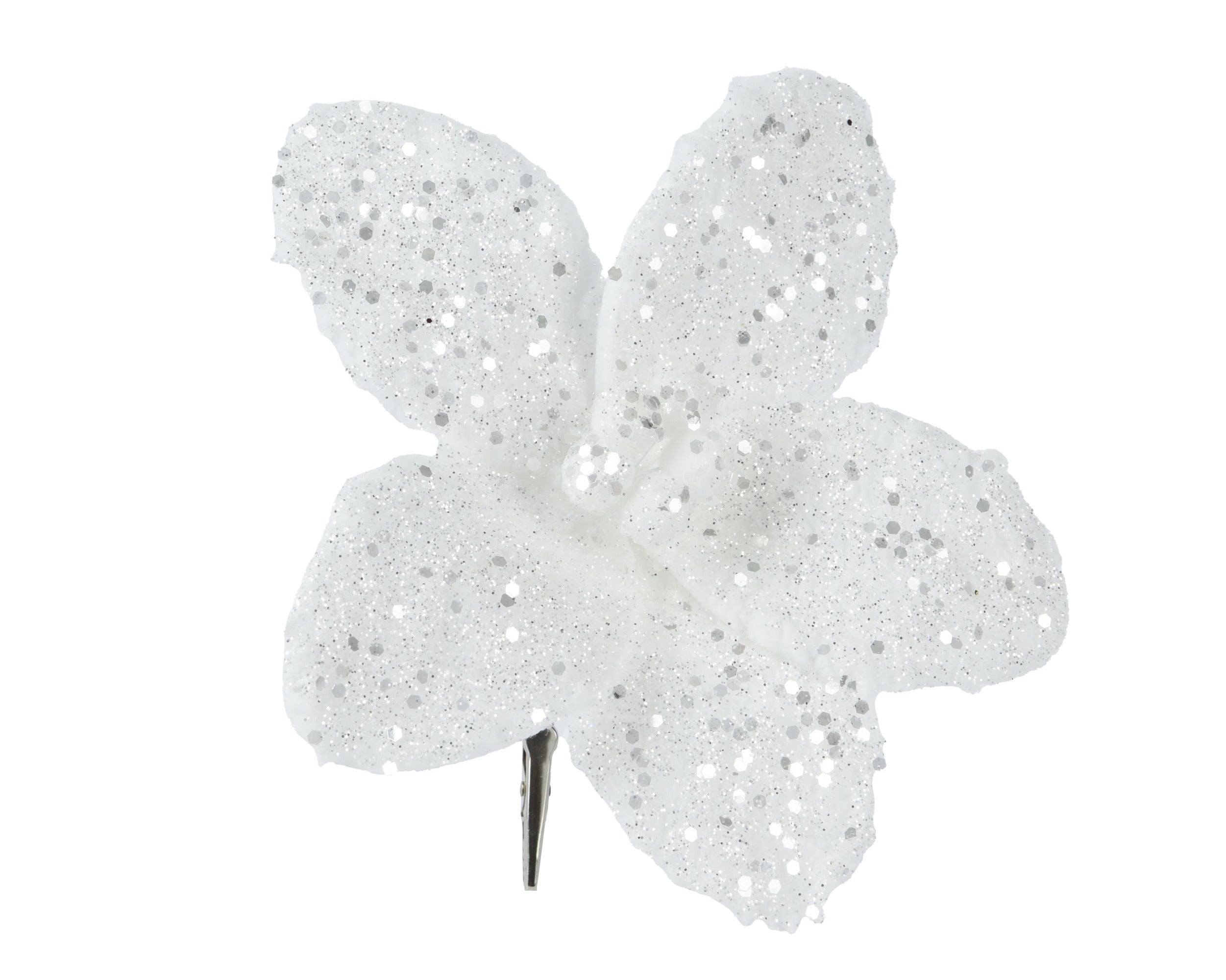 Kerst kerstster kunstbont op clip 18cm - wit