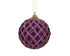 Kerstbal plastic fluweel glitterstrepen 8cm