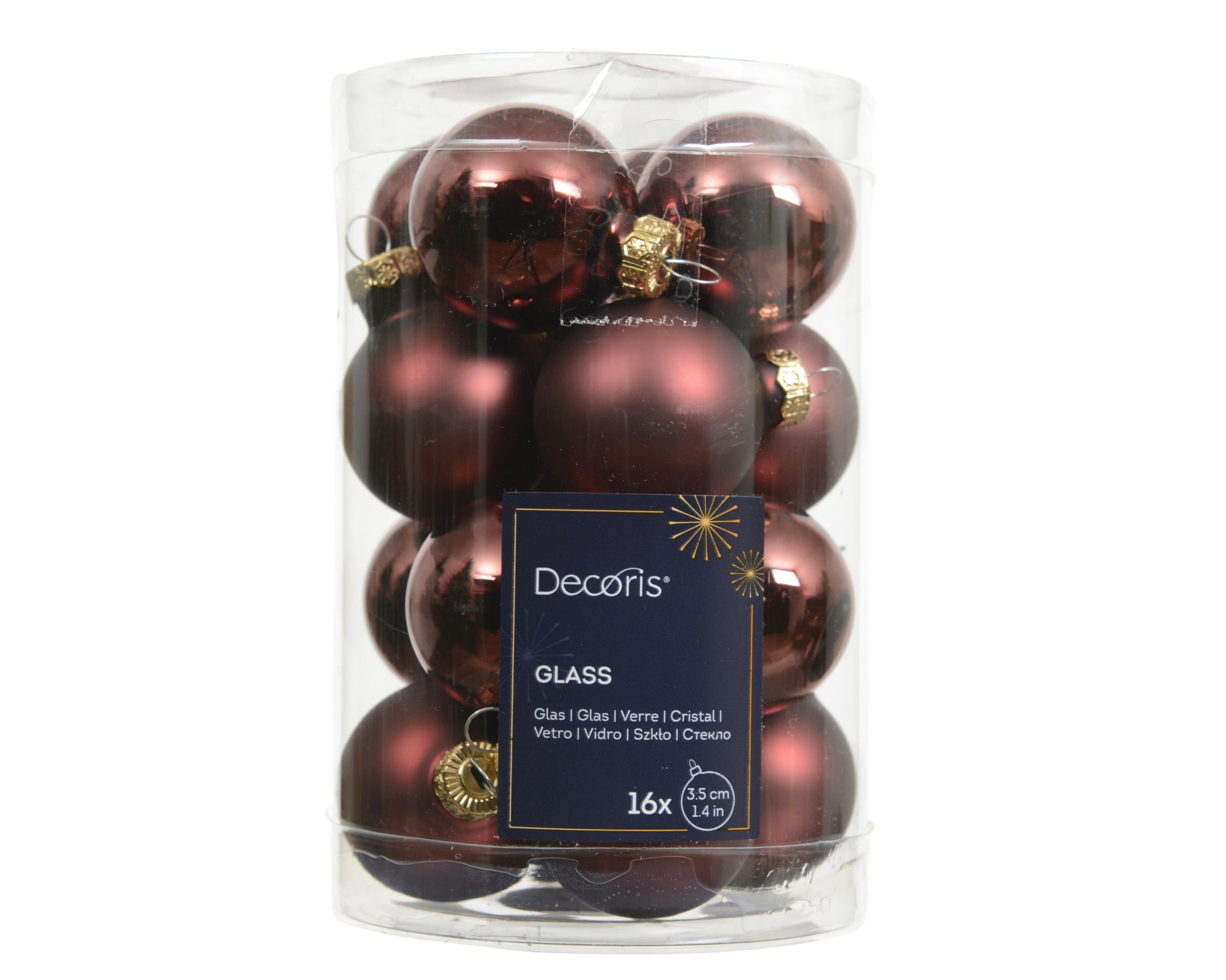 Kerstballen glas glans/mat mix 3.5cm - maroon 16st.