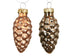 Kerstballen dennenappel glas glans/mat mix 6cm - brandy 12st.