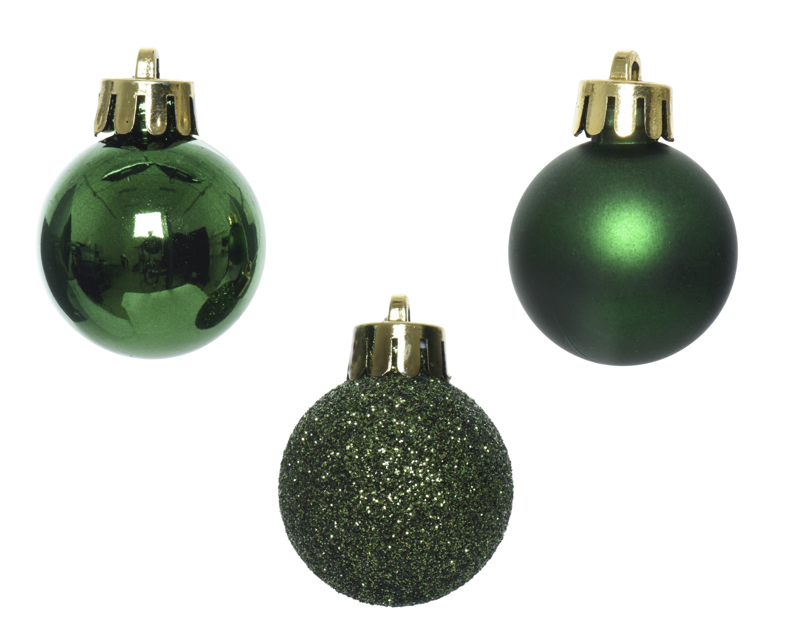 Kerstballen kunststof glans/mat/glitter mix 3cm - dennengroen 14st.