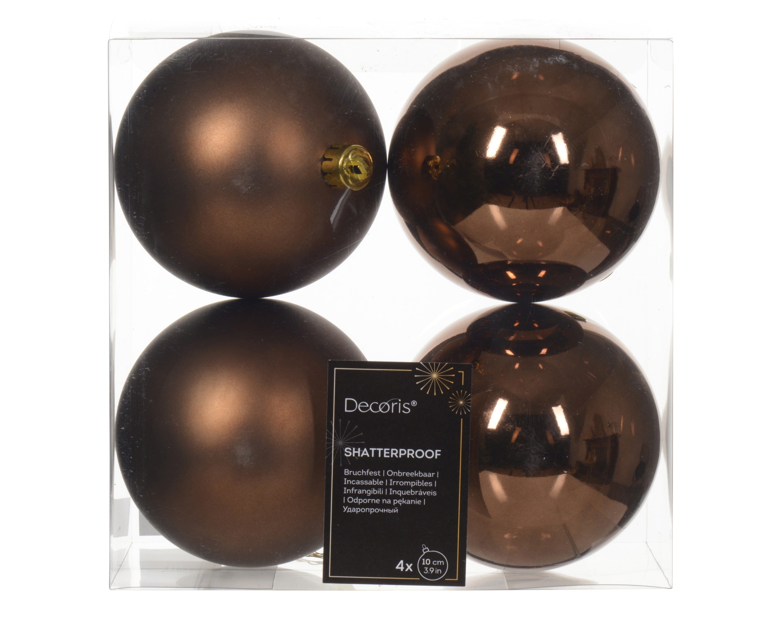 Kerstballen kunststof glans/mat mix 10cm - espresso 4st.