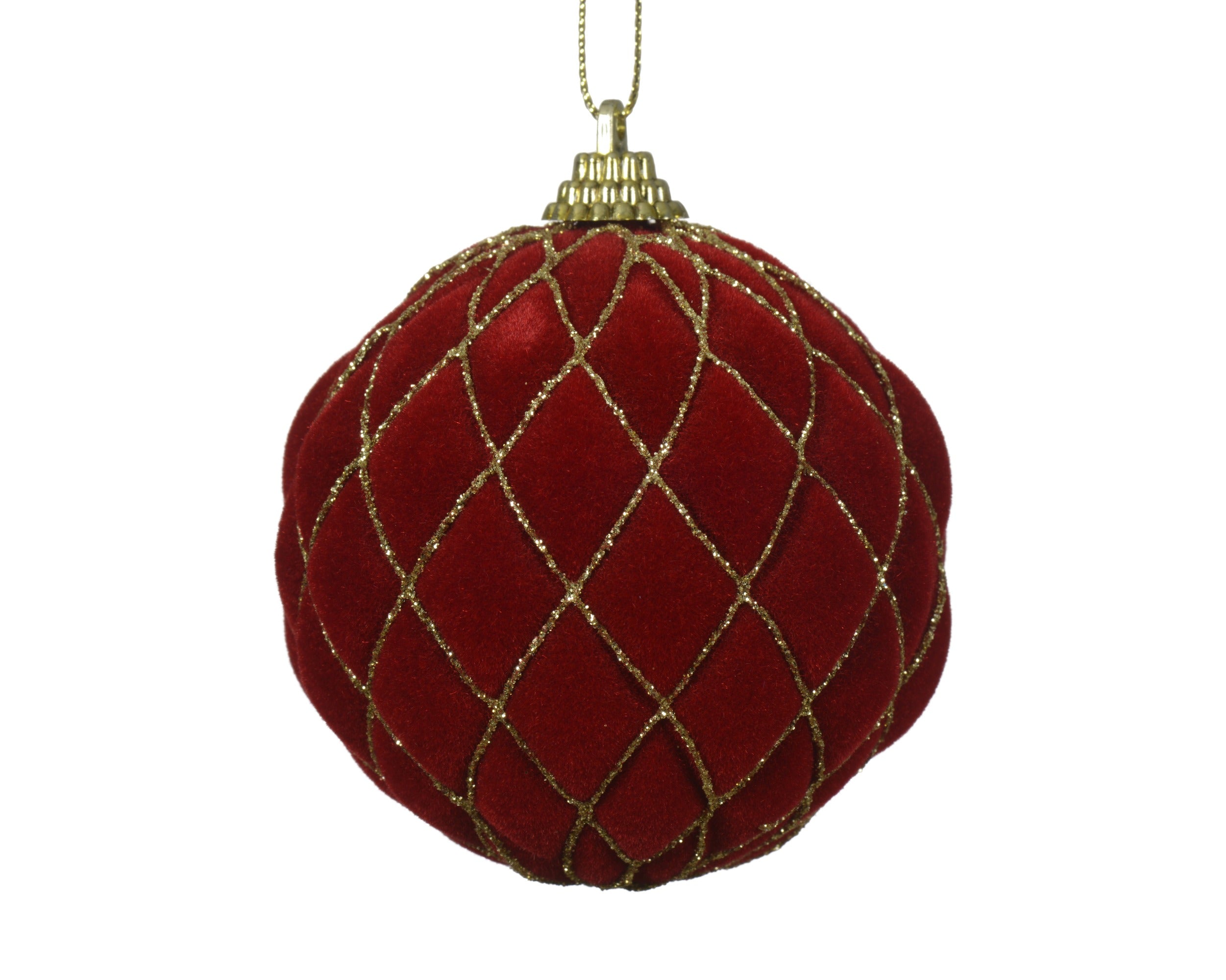 Kerstbal plastic 8cm - kerstrood/goud