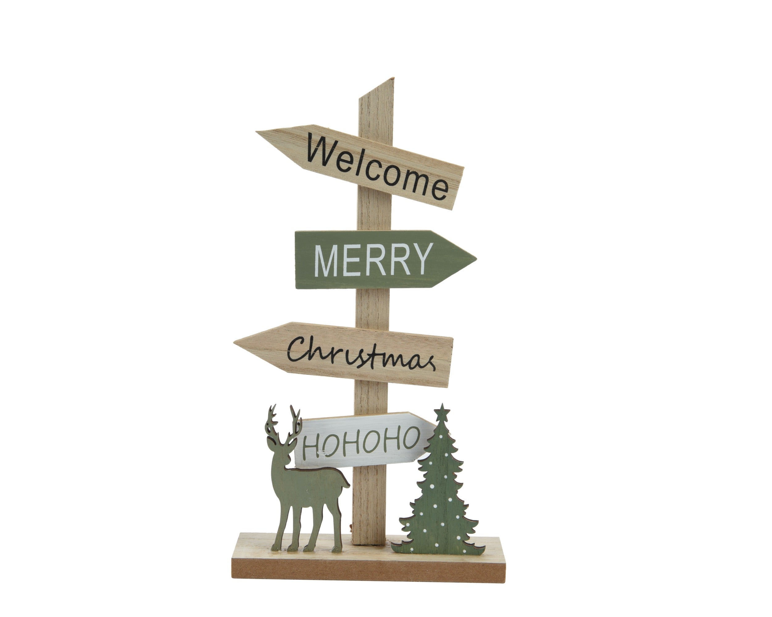 Kerstdeco uithangbord triplex 16x5x29cm - naturel