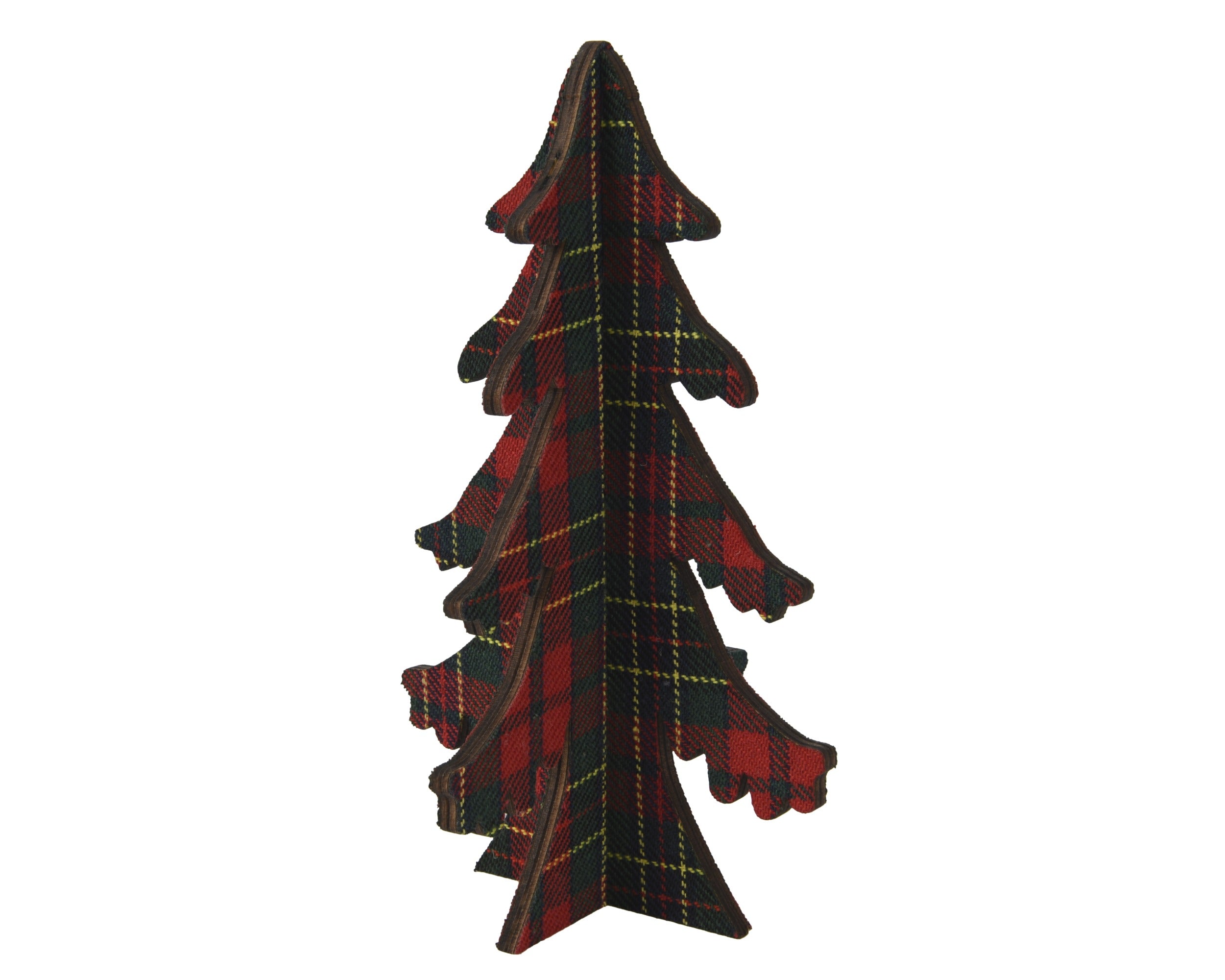 Kerstdeco boom triplex ruit 9x24cm - rood