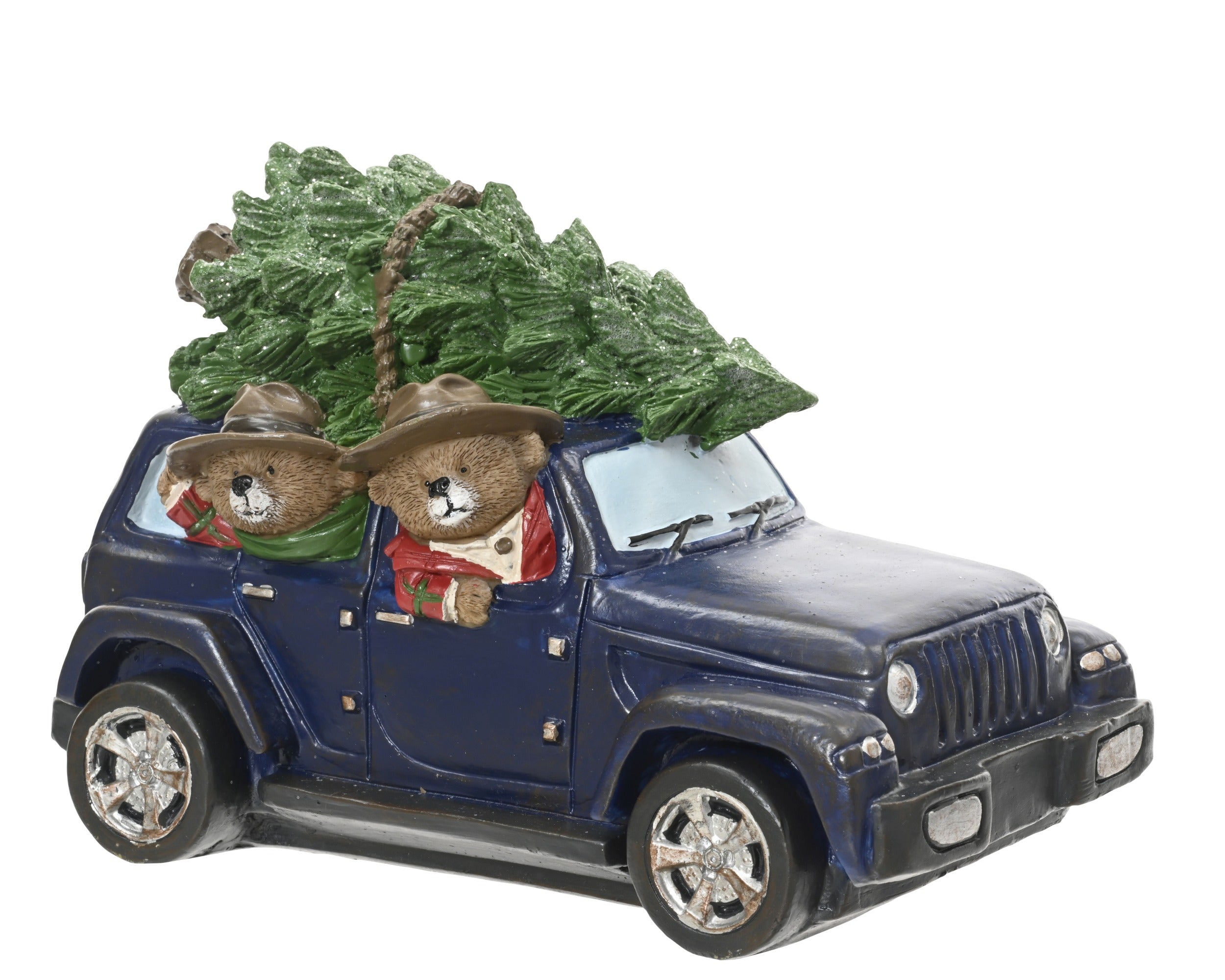 Kerstdeco auto kunststof 11x19x13cm - blauw