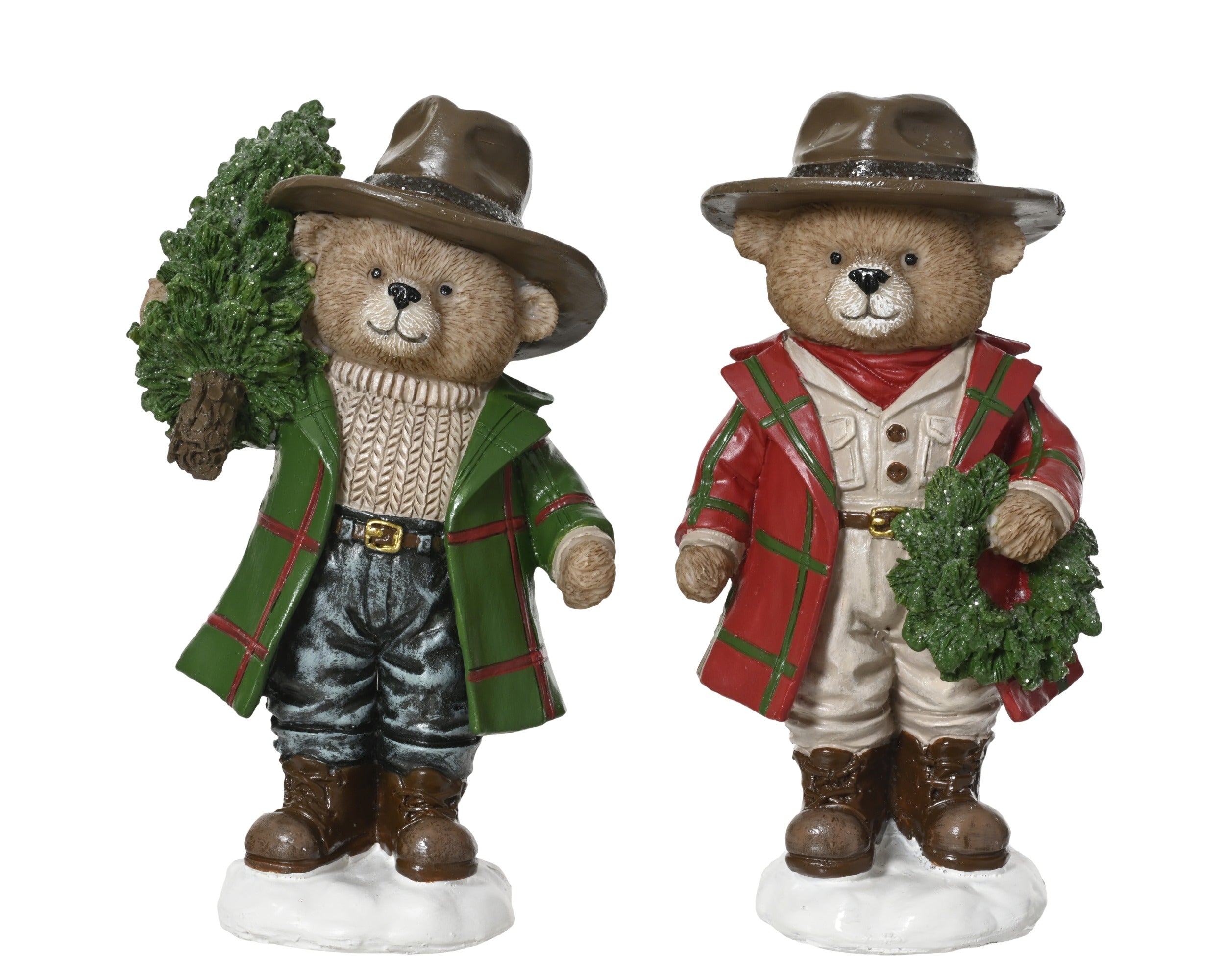 Kerstdeco beer staand kunststof 6.5x8x14.5cm - multi - ass.  (prijs per stuk)